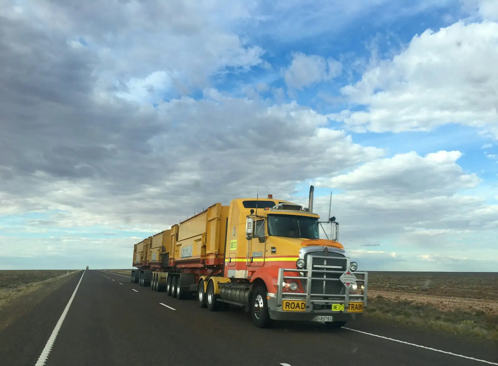 Australian road train on an outback highway
